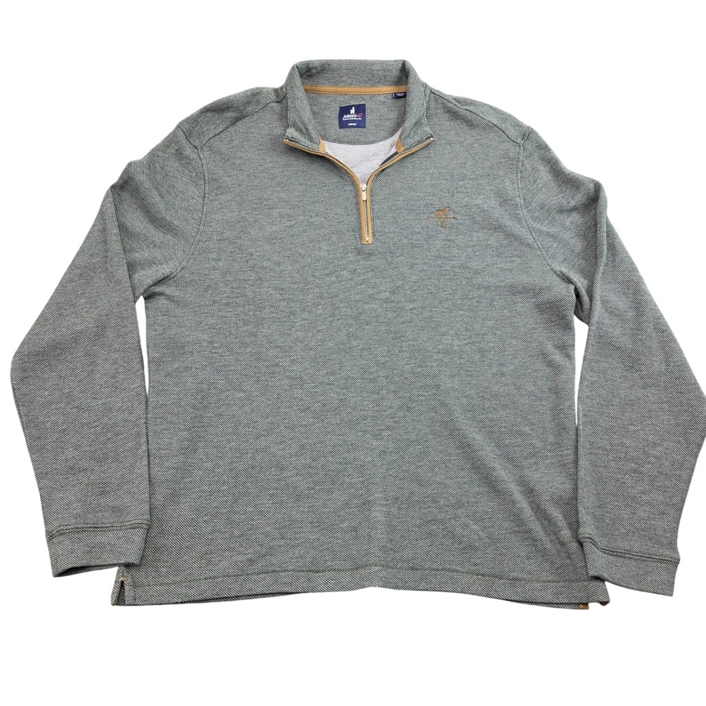 Johnnie-O‎ 1/4 Zip Pullover Mens M Green Merino Wool Cashmere Sweater Preppy